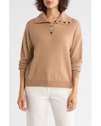 Bruno Magli - Half Button Placket Wool & Cashmere Blend Sweater - Lyst