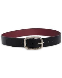 Steve Madden - Rhinestone Buckle Faux Leather Belt - Lyst