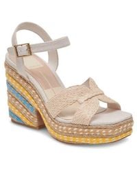 Dolce Vita - Cale Woven Raffia Platform Sandal - Lyst