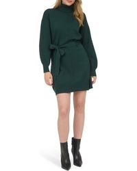 AUGUST SKY - Long Sleeve Turtleneck Sweater Minidress - Lyst