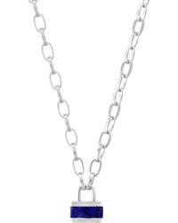 Effy - Sterling Silver Lapis Lazuli Padlock Pendant Necklace - Lyst
