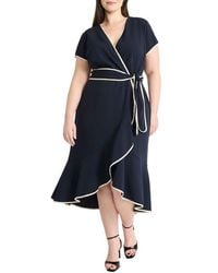 Maggy London - Contrast Trim Wrap Midi Dress - Lyst