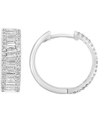 Effy - 14k White Gold Diamond Huggie Hoop Earrings - Lyst