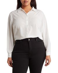 Tahari - Collared Long Sleeve Button Front Shirt - Lyst