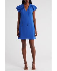Vince Camuto - Float Tie Front Chiffon Shift Dress - Lyst