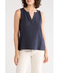 Splendid - Split Neck Cotton Gauze Tank - Lyst
