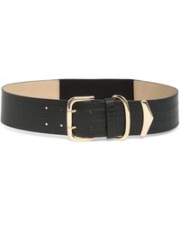Vince Camuto - Double Prong Buckle Croc-embossed Stretch Back Belt - Lyst