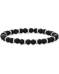 HMY Jewelry - Black Lava Stone & Stainless Steel Bracelet - Lyst