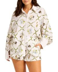 Seafolly - Floral Linen Blend Cover-Up Shirt - Lyst