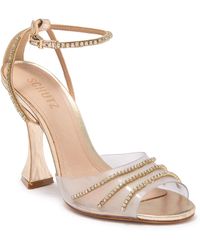 schutz laureen embellished flared heel sandals