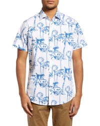 Rodd & Gunn - Woodbury Sports Fit Palm Tree Print Short Sleeve Cotton Button-up Shirt - Lyst