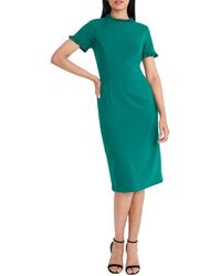 Maggy London - Ruffle Short Sleeve Pocket Sheath Dress - Lyst