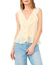 1.STATE - Ruffle V-Neck Top - Lyst