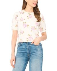 Cece - Floral Print Short Sleeve Sweater - Lyst