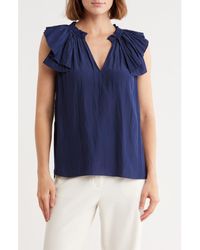 Ramy Brook - Virgie Keyhole Ruffle Sleeveless Top - Lyst