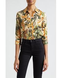 L'Agence - Camille Print Button-Up Shirt - Lyst