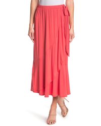 Go Couture Faux Wrap Midi Skirt In Serenade At Nordstrom Rack - Pink