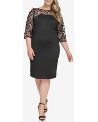 Eliza J - Mixed Media Cocktail Dress - Lyst