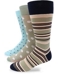 Lorenzo Uomo - 3-pack Assorted Stripe Cotton Blend Dress Socks - Lyst