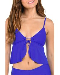 Citrus - Solid Flutter Tankini Bikini Top - Lyst