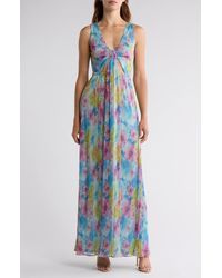 Ramy Brook - Mila Floral Sleeveless Plissé Maxi Dress - Lyst