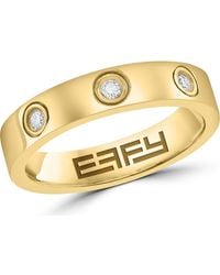 Effy - 14K Plated Sterling Diamond Band Ring - Lyst