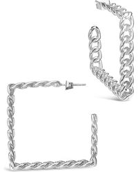 Sterling Forever - Square Chain Link Hoop Earrings - Lyst