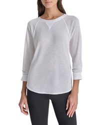 DKNY - Slub Waffle High-Low T-Shirt - Lyst