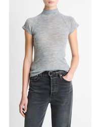Vince - Wool Raglan Cap-Sleeve Mock-Neck Top - Lyst