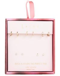 Leith - Set Of 5 Cubic Zirconia Stud & Huggie Hoop Earrings - Lyst