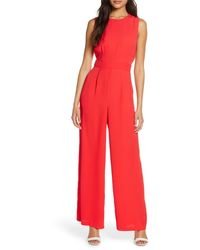 eliza j cascading tie jumpsuit navy
