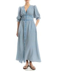 Max Studio - V-Neck Puff Sleeve Maxi Dress - Lyst