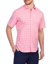 Tailorbyrd - Windowpane Stretch Cotton Short Sleeve Button-Down Shirt - Lyst