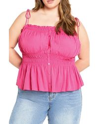 City Chic - Lyla Tie Strap Peplum Tank - Lyst