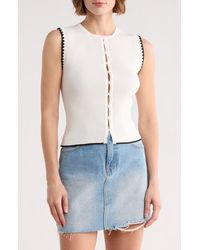 Blu Pepper - Contrast Stitch Knit Button Front Top - Lyst