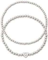 Adornia - Beaded Initial Charm Bracelet Set - Lyst