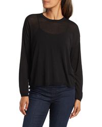 Eileen Fisher Organic Cotton French Terry Boxy Tunic in Black | Lyst