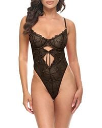 Oh La La Cheri - Mariah Bow Sheer Mesh Teddy - Lyst