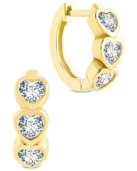 Sterling Forever - Jorlyn Cubic Zirconia Heart Micro Huggie Hoop Earrings - Lyst