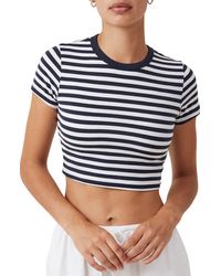 Cotton On - Stripe Micro Crop T-shirt - Lyst