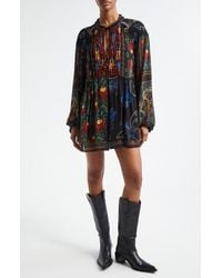 FARM Rio - Mixed Arabesque Scarves Print Long Sleeve Minidress - Lyst