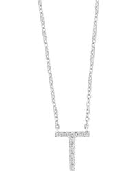 Effy - Sterling Diamond 'T' Initial Pendant Necklace - Lyst