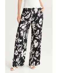 Nordstrom - Tie Front Satin Wide Leg Pants - Lyst