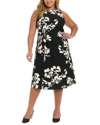 London Times - Floral Sleeveless Twist Front Scuba Midi Dress - Lyst