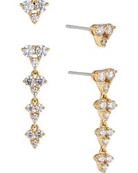 Nadri - Pave The Way Set Of 2 Crystal Stud & Linear Drop Earrings - Lyst
