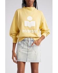 Isabel Marant - Moby Mock Neck Cotton Blend Logo Graphic Sweatshirt - Lyst