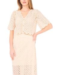 Parker - Eyelet Lace V-Neck Short Sleeve Top - Lyst