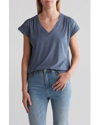 Bobeau - Shirred V-neck T-shirt - Lyst