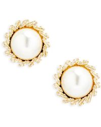 Tasha - Faux Pearl & Cubic Zirconia Button Stud Earrings - Lyst