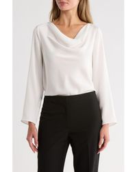 Gemma  Jane - Cowl Neck Long Sleeve Satin Top - Lyst